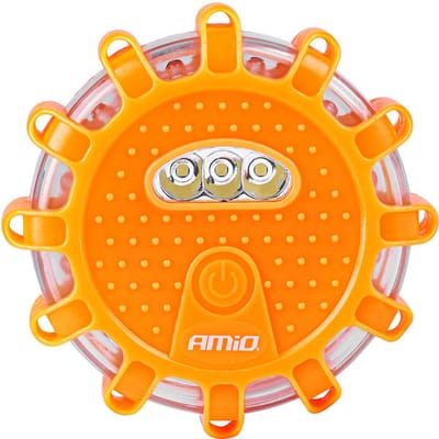 AMiO LED Safety Light Rood Oplaadbare Noodlamp 12SMD+3SMD 650mAh met Waarschuwingsfunctie