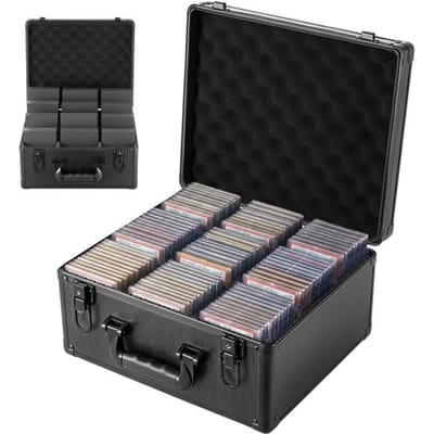 VEVOR Kaartenopbergdoos voor 180 PSA Slab-kaarten, zwarte ruilkaartendoos. Geschikt voor 120 SGC-, 100 BGS-, 520 Toploader-kaarten of meer dan 999 losse kaarten, met 3 rijen, 12 tussenschotten en sleutels.
