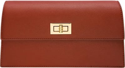 Cognac Schoudertas Pretty Basic - Kunstleer - Handtassen - Gouden draaislot - Dames Tassen - Cognac