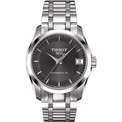 Tissot Kutu Series Automatisch Mechanisch Uurwerk 100 Meter Waterbestendig Horloge 32 Mm Grijs Wijzerplaat Dameshorloges T035.207.11.061.00 Regular Watch Box,Black Dial Silver Strap gray
