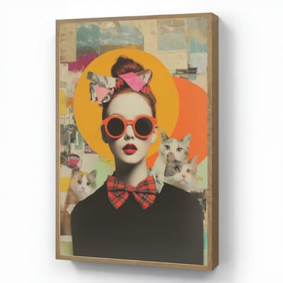 Wandlamp 70x100 cm - Oplaadbaar - Vrouw - Bril - Strik - Retro - Wandlampen binnen woonkamer - Slaapkamer lamp - Decoratieve nachtlamp - Vloerlamp draadloos