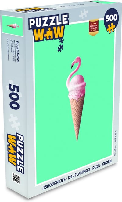 Puzzel IJshoorntjes - IJs - Flamingo - Roze - Groen - Legpuzzel - Puzzel 500 stukjes