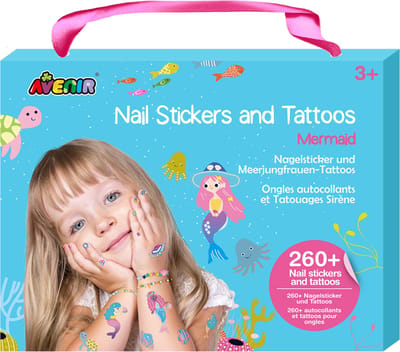 AVENIR Nagelstickers En Tattoos - Zeemeermin - 260+ Stuks - Makkelijk Verwijderbaar - 3 Jaar