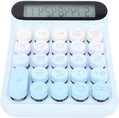 Mechanische Rekenmachine - Desktop Calculator - Dagelijkse Berekeningen - Mechanische Toetsen - 24 Toetsen - Zwart