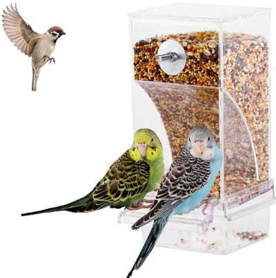 Voederplek -Vogelvoederstation - Bird Feeder -Stofvrije automatische vogelvoederbak - 18.5*8.5*7.5cm -Vogelvoederhuisje voor Kleine Vogels -papegaaienvoederbak - Vogel voeder bakje - transparant - voor aan het raam - Transparant