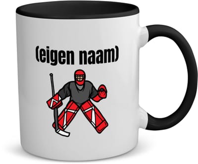 Akyol - ijshockey keeper met eigen naam koffiemok - theemok - zwart - Ijshockey - atleten - iemand die houdt van ijshockey - verjaardag - cadeau - kado - 350 ML inhoud