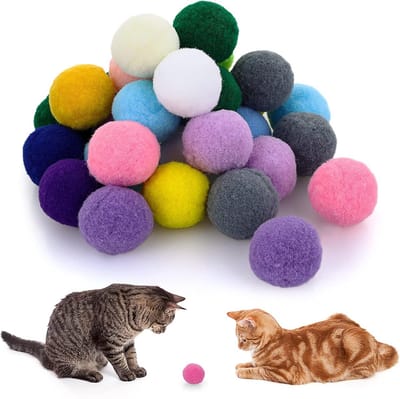 Molain Kattenspeelgoedballen, zachte kattenballen 3,5 cm kitten pompons bal kat speelspeelgoed indoor katten interactief pompon bal speelgoed (50 stuks)