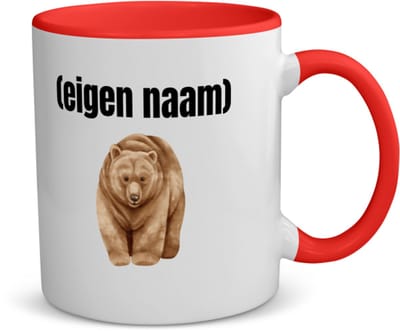 Akyol - grote beer met eigen naam koffiemok - theemok - rood - Beer - beren liefhebbers - iemand die houdt van beren - verjaardag - cadeau - kado - 350 ML inhoud