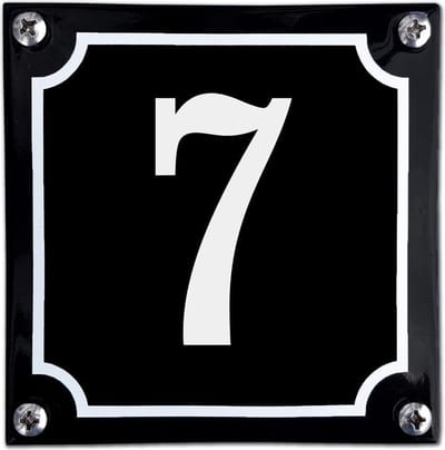 Zwart emaille huisnummer  - 7