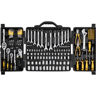 VEVOR 207-delige gereedschapsset voor monteurs, 1/4-inch, 3/8-inch, 1/2-inch doppen, SAE- en metrische gereedschapsset voor monteurs met bits, sleutels, ratelhandgreep, draagtas