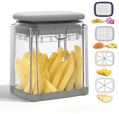 GELLDG Aardappel Snijder - Friet Snijder - 2-in-1 - Multifunctioneel - Uitneembaar - Plastic - 9x12x15cm - Geschikt voor Pommes, Komkommer, Wortel, Ui en Fruit