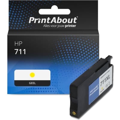 PrintAbout huismerk Inktcartridge 711 (CZ132A) Geel Geschikt voor HP