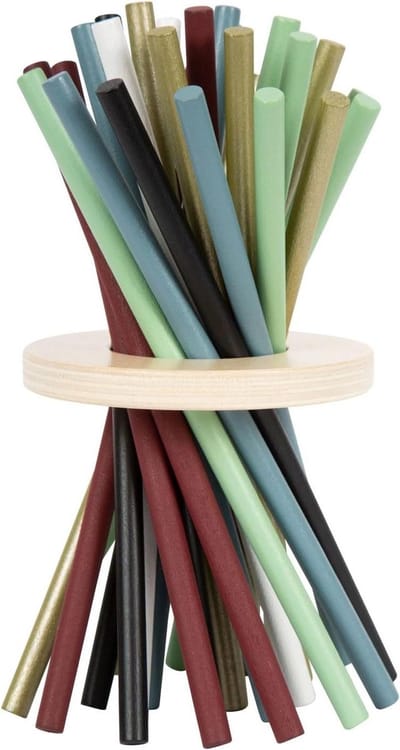 Mikado Spel - Gezelschapsspel Hout - Familie Plezier - Verticaal Spel - 18 cm Stokken - Goudkleurig