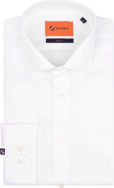 Suitable Overhemd Extra Lange Mouwen Twill Wit - Maat 39 - Heren - Overhemden Formeel