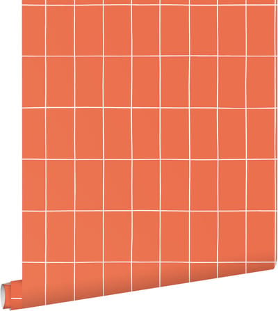 ESTAhome behang kleine tegeltjes oranje en wit - 50 x 900 cm - 139963