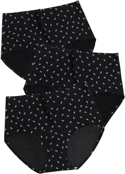 Hoogwaardige Dames Hoge Taille Ondergoed naadloze Slipjes van IJszijde, Ademend Mesh, Volledige Dekking, 3-Pack