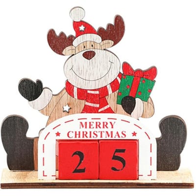 Kerst aftelkalender Kerstman Sneeuwpop Hert Kalender Cartoon Adventskalender Knutselpakket voor rood