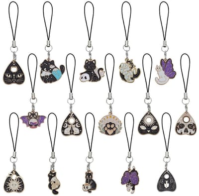 Dailygoods - 15 Stijlen Telefoon Bedelhangers van Legering met Kattenthema