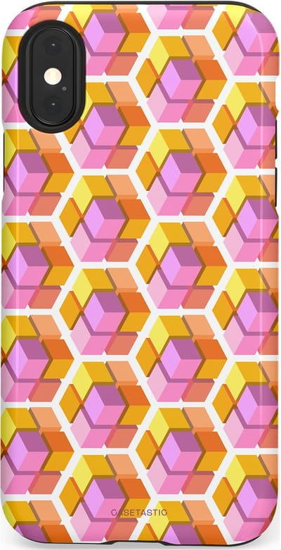Casetastic Hoesje Geschikt voor Apple iPhone X/Xs - Stijlvolle Beschermende Duo-layer Case - Pastel Hex Kunst