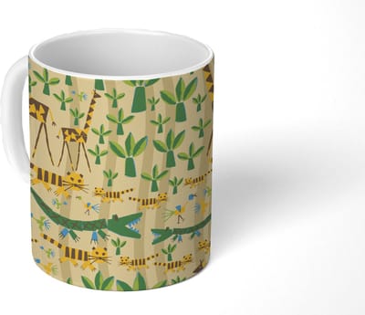 Mok - Koffiemok - Dieren - Design - Afrika - Abstract - Mokken - 350 ML - Beker - Koffiemokken - Theemok