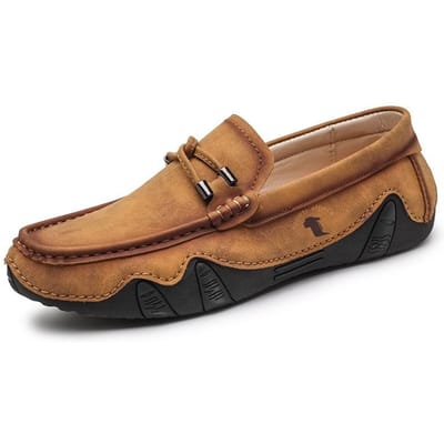 Lente en Herfst Nieuwe Heren Veelzijdige Luiaard Leer Schoenen Trendy Casual Grote Maat Rijschoenen 46 bruin