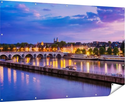 Gards Tuinposter Maastricht Maas Rivier bij de Sint Servaasbrug - 180x120 cm - Tuindoek - Tuindecoratie - Wanddecoratie buiten - Tuinschilderij