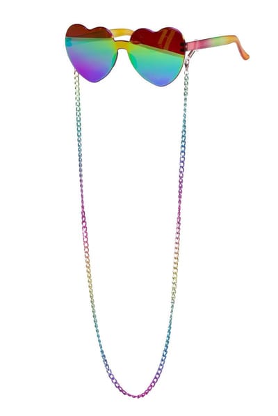 Wilbers Karnaval BV - Regenboog hartjesbril met ketting voor volwassenen