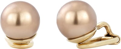 Traveller Clip Oorbellen - oorclips Dames - Pareloorclips - Goudkleurig - Parels 10 mm - Brons - Verguld - 706010