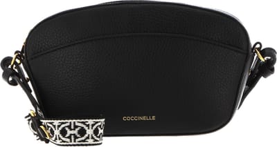 COCCINELLE Leren Schoudertas Enchanteuse Mini Bag Grained Leather Noir Zwart