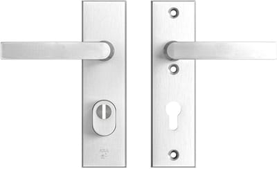 AXA Veiligheids Deurbeslag set - Edge Plus - Deurkruk Aluminium - Kruk/Kruk - SKG3 - PC72 met kerntrekbeveiliging - Kort Schild