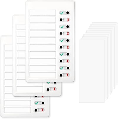 Dailygoods- Takenlijst - 3 Stuks - 10 Lege Papieren Kaarten - 12x20 cm - Herbruikbaar - Handige Planner - Plastic Materiaal - Schema