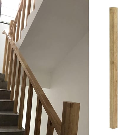 Trapleuning Paal - Vierkante Baluster - Trap Beveiligen - Moderne Stijl - 95cm Hoog - Houtkleurig