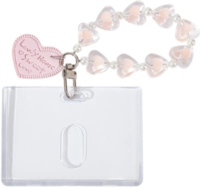 Dailygoods- Fotokaarthouder met hart - Transparante Kaartbescherming - ID-Kaarthouder - Acryl - Sleutelhanger - Compact en Lichtgewicht