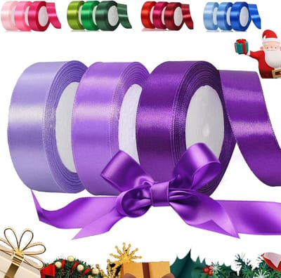 Satijnen lint, 66 m, 25 mm, cadeaulint, breed, lint om te verpakken, decoratielint voor geschenkverpakking, knutselwerk, verjaardag en bruiloftsdecoratie (22 m/rol)