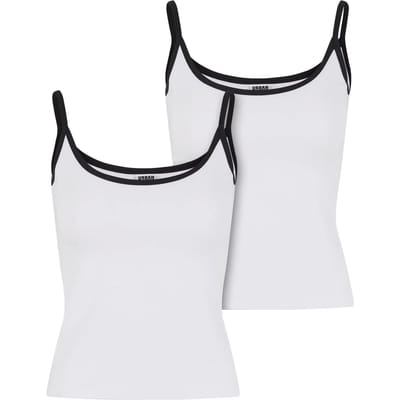 Urban Classics Contrast Basic (Set van 2) Dames Top - wit/zwart - XS