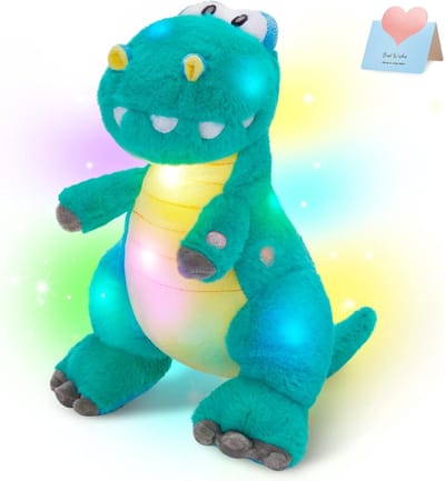 Zachte Pluche Dinosaurus Knuffel met LED Nachtlampje - Groen - Cadeau voor Kinderen en Baby's