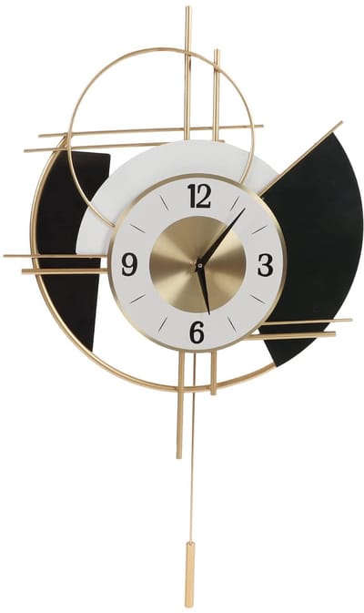 Moderne grote wandklok met slinger in strak design, geschikt voor woonkamer, slaapkamer en horecagelegenheden, voor een stijlvolle en tijdloze uitstraling