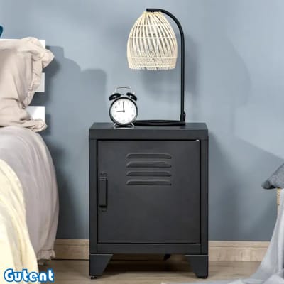 Gutent Nachtkastje-Verstelbare Legplank-Metaal-Zwart-50 x 40 x 47,5 cm