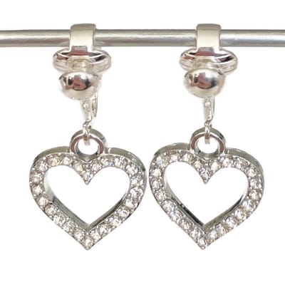 Clip Oorbellen Kinderen - Oorclips - Hart - Open - Veel glitters - Zilver - Hangoorbellen - MNQ bijoux
