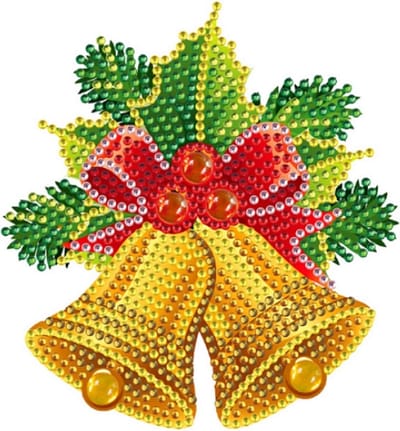 Diamond Painting Kerst sticker groot Kerstbellen 01 (14cm)