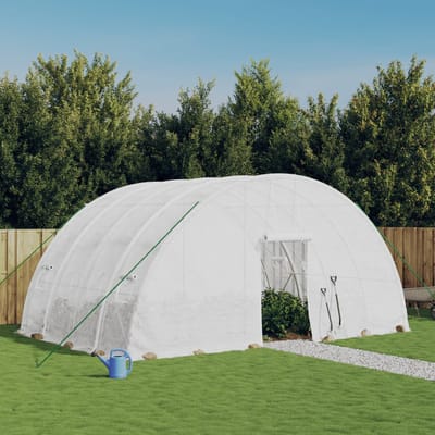 vidaXL - Kas - met - stalen - frame - wit - 24 - m² - 6x4x2,85 - m