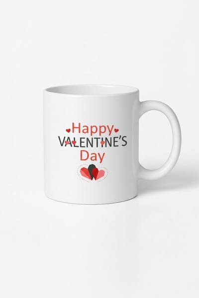 Valentijnsdag Mok Happy Valentine's Day met Hartjes | Romantisch Liefde Cadeau
