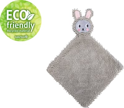 Beeztees Puppy Knuffellap Konijn An - Puppy Speelgoed - Puppyknuffel - Hondenspeelgoed - Ecologisch - Gerecycled Polyester - Grijs - 37x28x4 cm