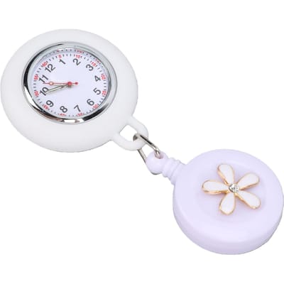 Intrekbaar Verpleegster Horloge Hangclip Op Revers Fob Horloge Multifunctioneel voor Ziekenhuis Wit white