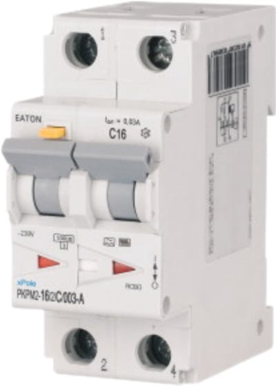 Eaton FI-/LS-schakelaarcombinatie, 16 A, 30 mA, uitschakelkarakteristiek LS-schakelaar: C, 2p, uitschakelkarakteristiek FI-schakelaar: A, 108111