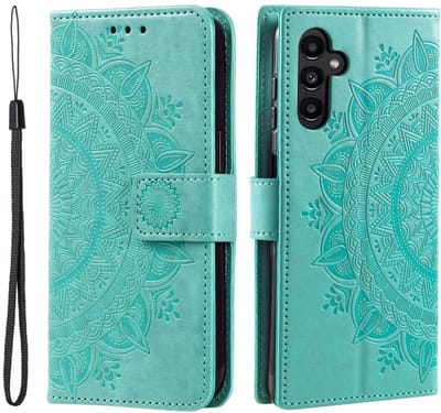 Mandala Book Case Geschikt voor Samsung Galaxy A56 - Hoesje met Pasjeshouder Groen