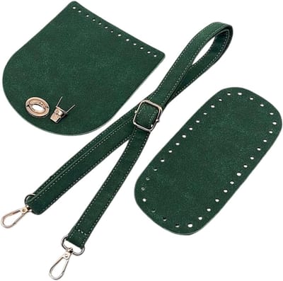 DIY Kit voor Gehaakte Tas met Koordsluiting en Schouderband - Ovalen Bod, PU Leer, 22 x 10 cm, Perfect voor Handwerken en Creatieve Projecten