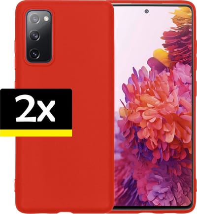 Hoesje - 2 Stuks - Geschikt voor Samsung Galaxy S20 FE - Sterk & Shockproof - Case Siliconen - Back Cover - Telefoon Hoes - Telefoonhoesjes - Rood