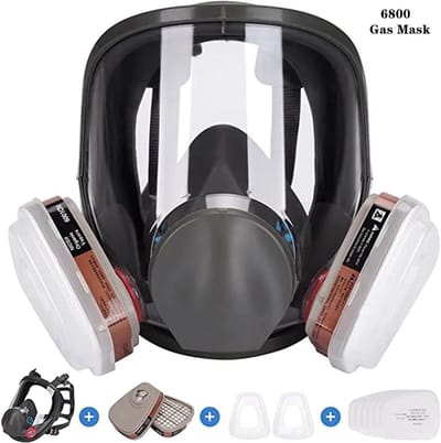 DIMICO - Gasmasker - Volgelaatsmasker - Spuitmasker met actieve koolstoffilter - Anticondens - Beschermt tegen verf stof en dampen