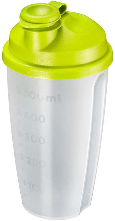 Westmark Dressingshaker/mixbeker met maataanduiding, verwijderbare mengschijf en afsluitbare schenktuit, inhoud: 0,5 l, kunststof, BPA-vrij, Mixery, kleur: doorzichtig/groen, 2435227A